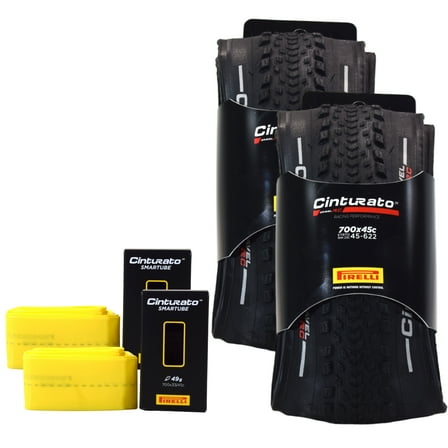 Pirelli Cinturato GRAVEL RC 45-622 (700x45c) Gravel Bicycle Tire   SmarTUBE 33/45-622 Presta 60mm - 2 Pack