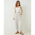 thumbnail image 2 of PUWEI Women's Wide Leg Pants Baggy Elastic Waisted Palazzo Harem Trousers with Pockets, 2 of 7
