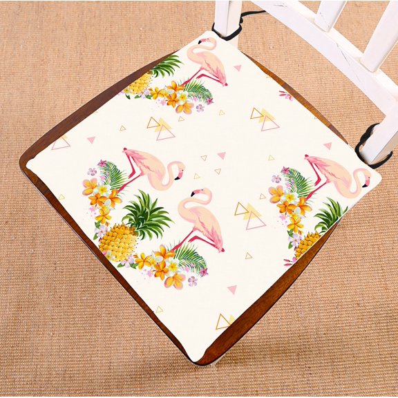 PHFZK Geometric Chair Pad, Pink Flamingo and Pineapple Seat Cushion Chair Cushion Floor Cushion Two Sides Size 16x16 inches
