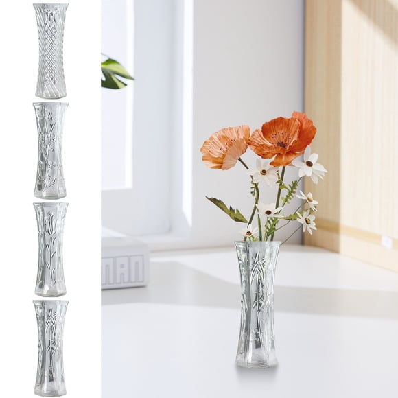 Jarrón Hexagonal Grande de Cristal, Decoración Moderna para El Hogar, Centro de Mesa para Arreglos Florales | Jarrón de Cristal de 30 Cm (11,81") para Sala de Estar, Comedor, Mesa, Decoración de Boda