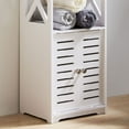 thumbnail image 4 of Kings Brand Furniture Basic Plastic Wood Storage Cabinet for Bathroom, 1 Shelf Behind Doors, 2 Open Shelves, White, 4 of 6