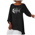 thumbnail image 1 of Gibobby Camisa Elegante Para Mujer Blusa holgada de lino de manga larga de talla grande para mujer, blusa tipo túnica de verano para mujer（Negro， XXL), 1 of 4