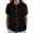 Black, variant on Tops For Women T-Shirts Solid Round Neck St Up Collar Button Short Sleeve Trendy Outfits