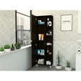 thumbnail image 4 of Tuhome Furniture Urano 62" Linen Cabinet with Open Storage and Mirror in Black, 4 of 12