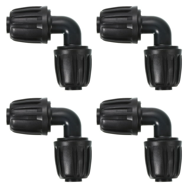 Conectores de codo para riego por goteo en paquete de 4 para tubería de 1/2 pulgada (16 mm OD)