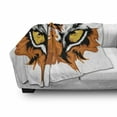 thumbnail image 3 of Eye Soft Flannel Fleece Throw Blanket, Tiger Eyes Graphic Mascot Animal Face Bengal Cat Safari Predator Theme, Cozy Plush for Indoor and Outdoor Use, 60" x 80", Orange Yellow Black, by Ambesonne, 3 of 6