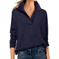 thumbnail image 3 of Wutalume Women's Fashion V-Neck Pullover Knitted Sweater Top, Flattering Silhouette, Soft Fabric for Everyday Elegance and Easy Styling,Navy XL, 3 of 8