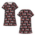 thumbnail image 4 of Salouo Fire and Rescue Truck Print Short Sleeve Sleepshirt for Womens Comfy Nightgown Scoopneck Cute Nightdress Ruffle -Small, 4 of 5