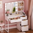 thumbnail image 4 of Ktaxon Lighted Makeup Vanity Table, White Dressing Desk with Charging Station, White, 4 of 10