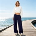 thumbnail image 2 of Evdexr Wide Leg Sweatpants Womens with Pockets Elastic Waist Baggy Trousers Fall Winter Palazzo Casual Pants Lightweight High Waisted Solid Color Joggers L, 2 of 6
