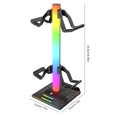 thumbnail image 2 of Soporte para auriculares para juegos Soporte de exhibición de auriculares RGB Soporte de auriculares brillante Carga para auriculares universales, 2 of 9