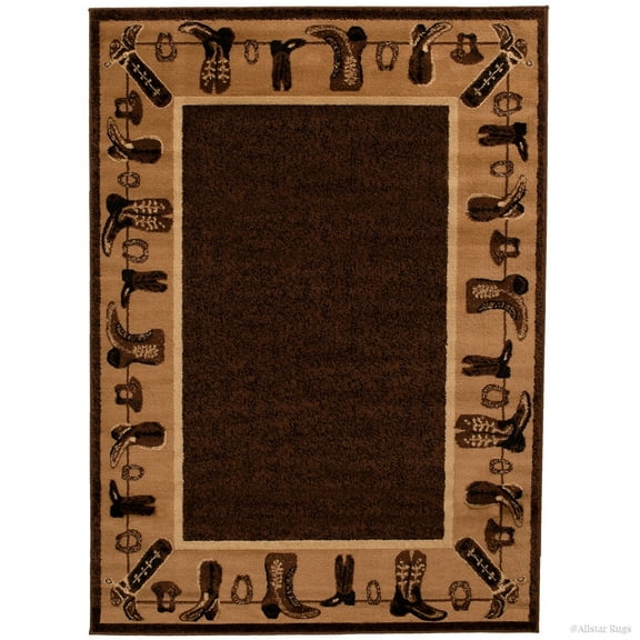 Allstar Rugs Allstar Berber Woven Soft Southwest Cowboy Shoe Theme Rug 7' 1" x 5' 2" 5' x 8'