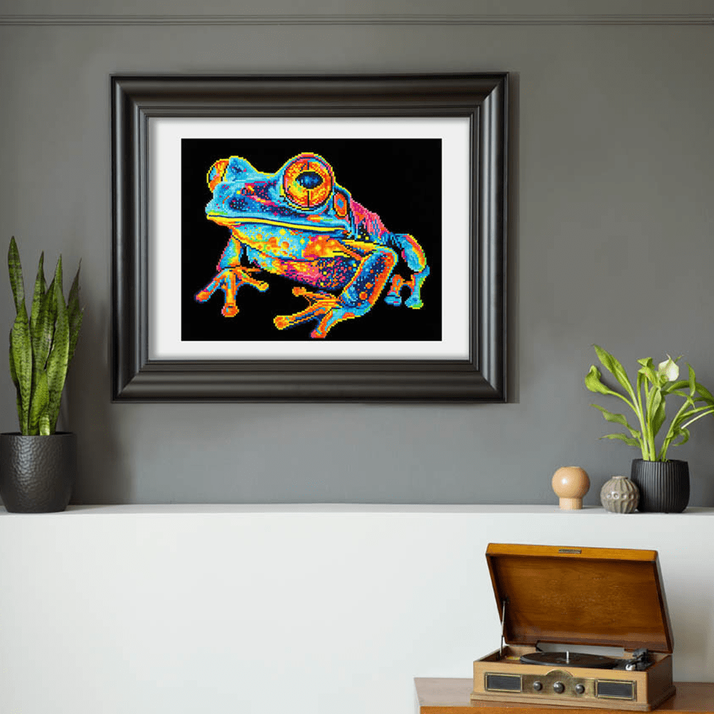 Diamond Dotz Neon Flock Tree Frog Diamond Painting Kits for Adults - Colorful Diamond Art Kits a Relaxing Creative Craft Kit with Dotz Gems 14x18