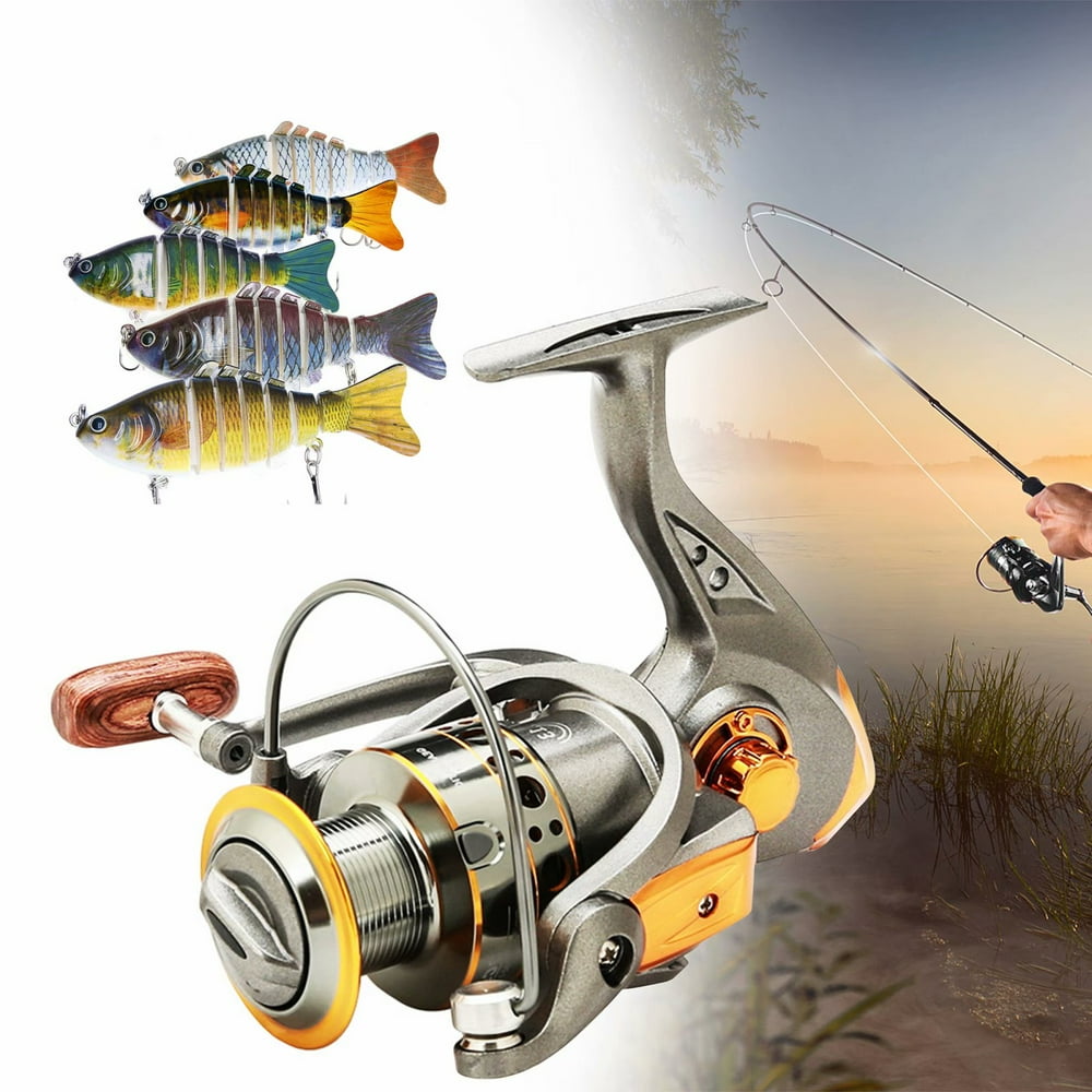 Spinning Fishing Reels, with 5 Pcs Fishing Lures Fishing Set, 13BB