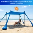 thumbnail image 5 of Beach Canopy Beach Tent UPF50+ 10x10 FT Easy to Setup Extra Windproof Rope Sun Shelter Beach Shade Canopy with 4 Stability Poles Outdoor Shade for Beach Camping Family, 5 of 6