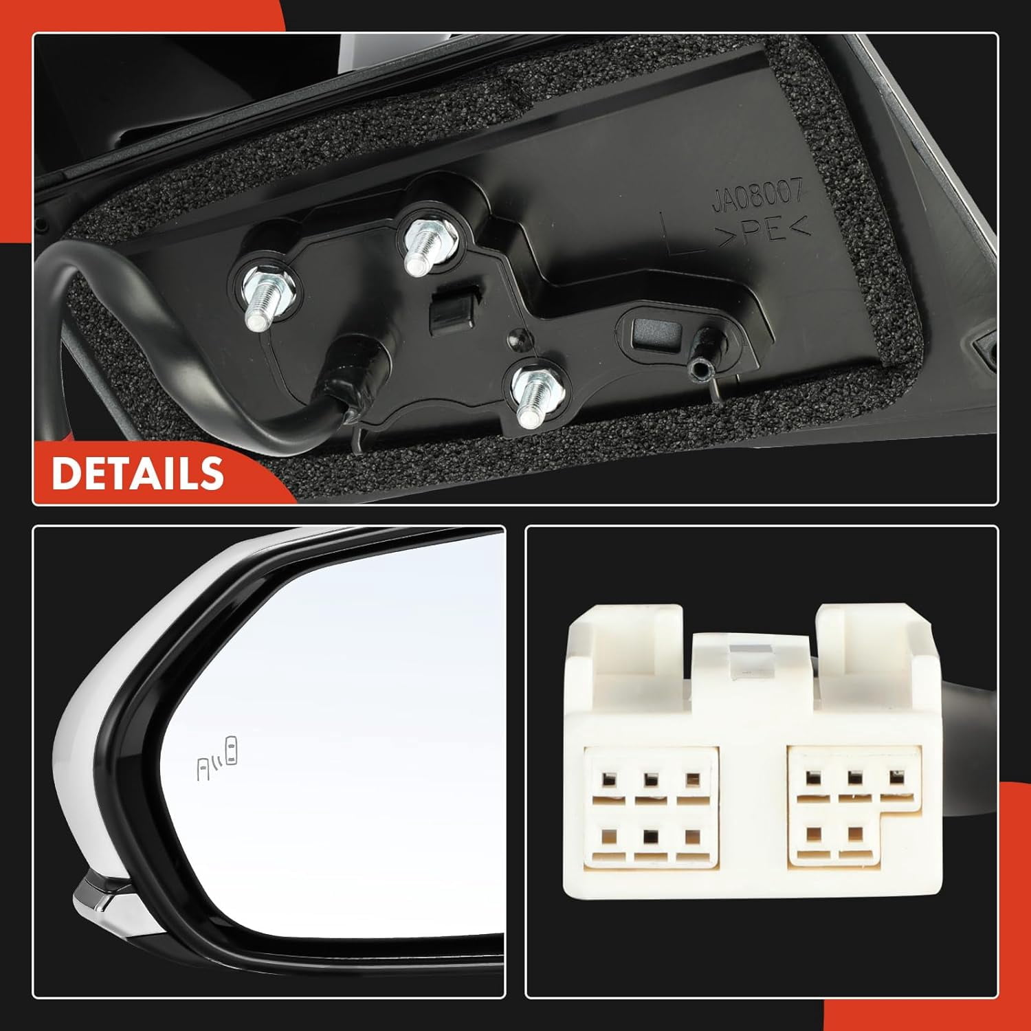 A-Premium Driver Side Power Door Mirror Compatible with Toyota Prius 2016-2022, Prius Prime 2017-2022, Prius AWD-e 2019-2022 - Heated Manual Folding with Blind Spot Detection White (Paint to Match)