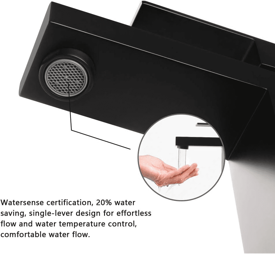 Single Handle Bathroom Faucet, Matte Black Single Hole Bathroom Faucet, Solid Brass Modern Bathroom Sink Faucet Vanity Square Bathroom Faucet with Pop-up Drain & Overflow & Water Supply Hoses