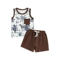 thumbnail image 3 of Baby Boy 2 Piece Outfits Beach Print Sleeveless Tank Tops and Elastic Shorts Set Summer Clothes 1 Months-3 Years, 3 of 10