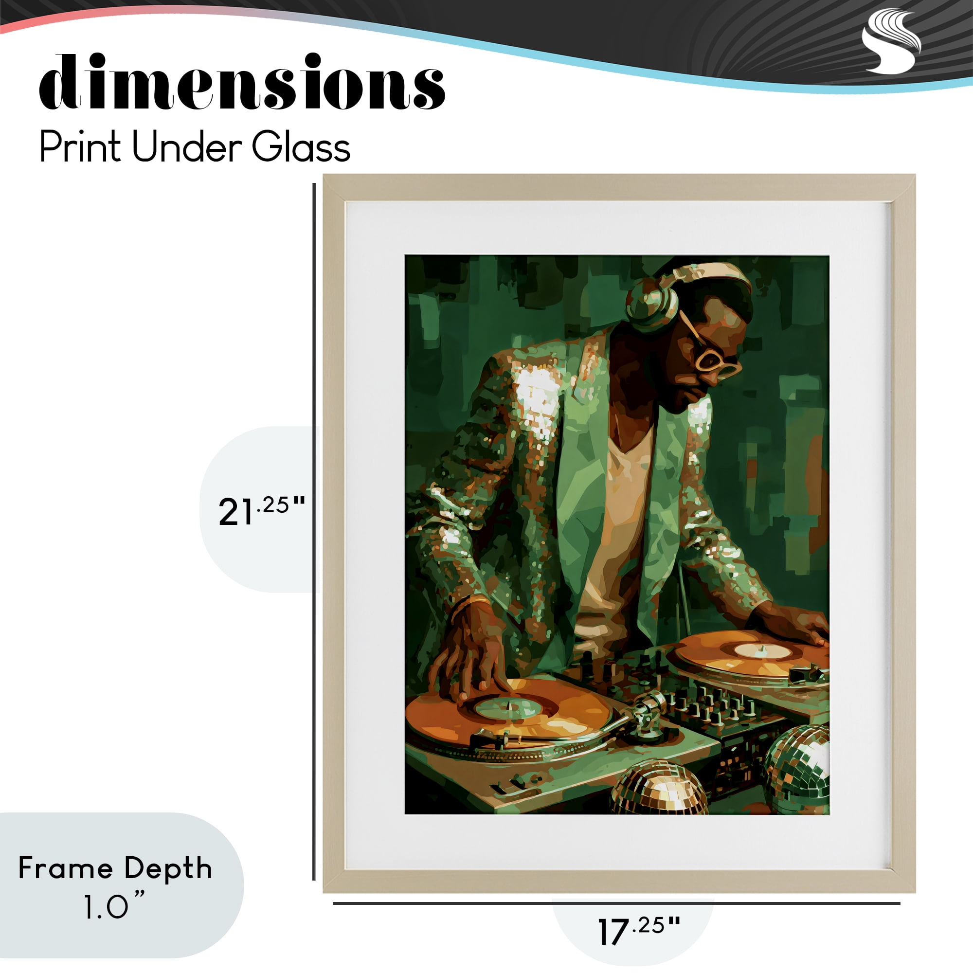 Stupell Industries Green Disco DJ Music Birch Framed Print Under Glass, design by Franklyn Gregory