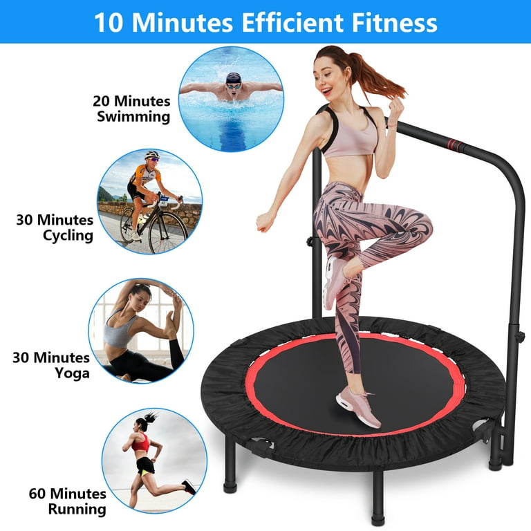 HONGGE 40 Foldable Mini Trampoline Max Load 450lbs Exercise Trampoline for Adults Indoor Garden Workout