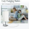 thumbnail image 5 of Bedside Lamp with USB Ports - Touch Control Table Lamp for Bedroom with USB C+A Charging Ports & AC Outlets, 3 Way Dimmable Nightstand Light for Living Room (LED Bulb Included, Chrome - Flaxen), 5 of 8