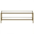 thumbnail image 4 of Evelyn&Zoe Hera 54" Wide Rectangular Coffee Table with Glass Shelf, Antique Brass, 4 of 9