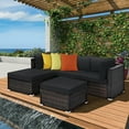 thumbnail image 1 of Costway Ensemble de 5 Pcs en Rotin pour Patio, Ensemble Sectionnel de Conversation avec Ottoman et Table, Noir, 1 of 10