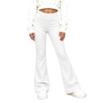 thumbnail image 4 of BLVB Girl's Flare Pants High Waisted Yoga Bootcut Pants Teen Kids Full Length Bell Bottoms Legging(White,14-15 Years), 4 of 8
