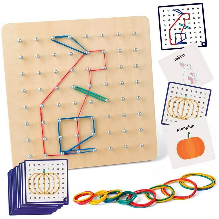 2-in-1 Wooden Geoboard Montessori Toys for 3-8 Year Old - STEM Toy Brain  Puzzles 