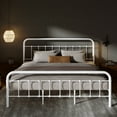 thumbnail image 7 of Amolife King Size Metal Platform Bed Frame with Vintage Headboard & 12.4" Under-Bed Storage, White, 7 of 7