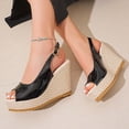 thumbnail image 5 of Miluxas Womens Evening Slingback Buckle Platform Peep Toe Wedge High Heel Pumps Shoes Black 7.5(40), 5 of 9