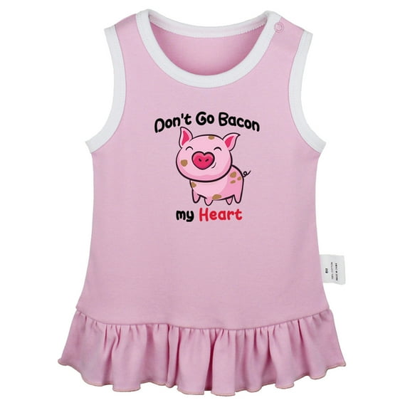 Don't Go Bacon My Heart Funny Dresses For Baby, Newborn Babies Skirts, Infant Princess Dress, 0-24M Kids Graphic Clothes (Pink Sleeveless Dresses, 0-6 Months)
