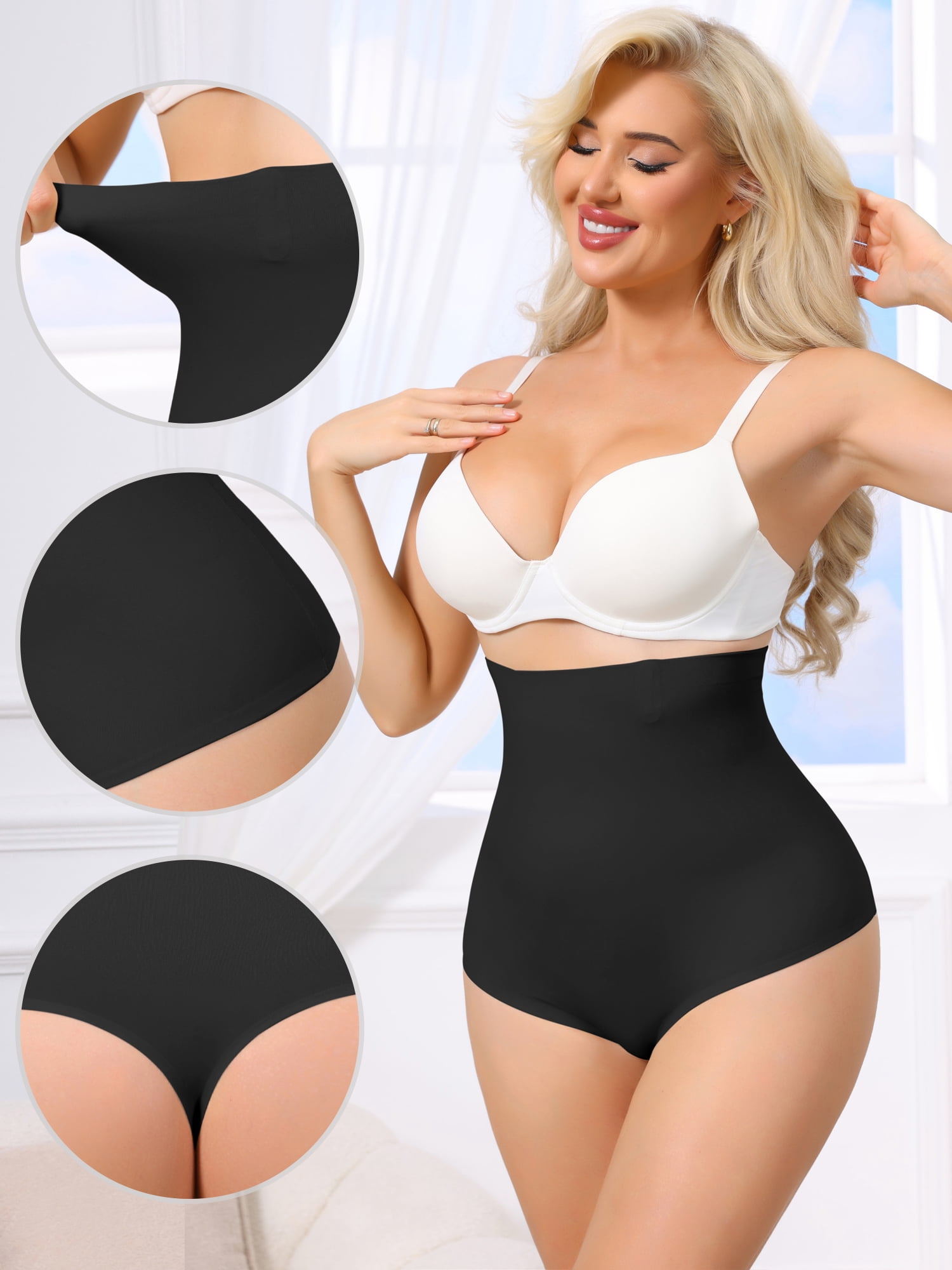 DARING DIVA Women's High Waisted Tummy Control Thong Shapewear XX-Large Black
