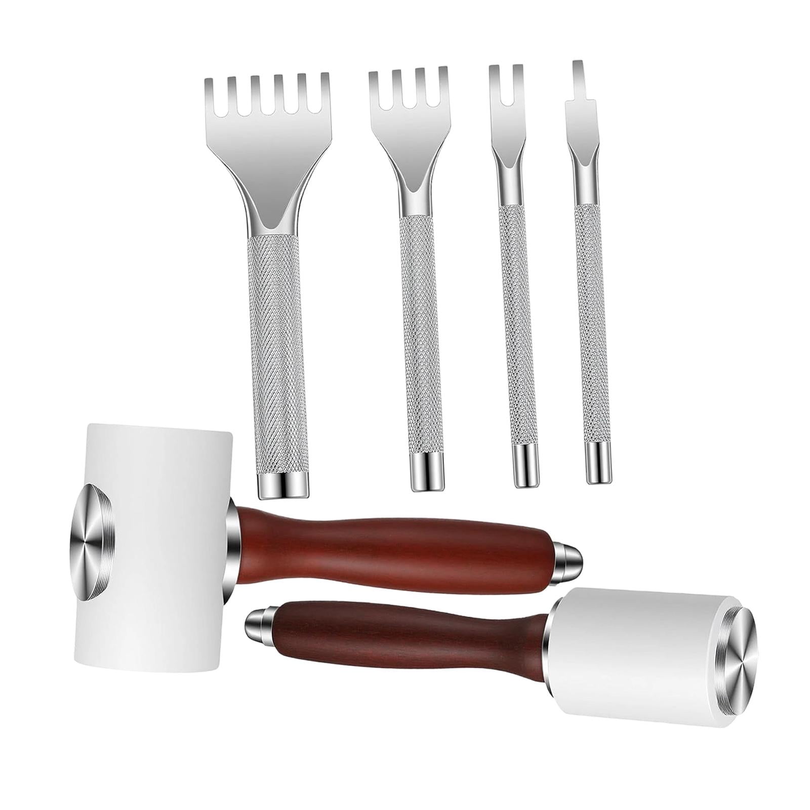 FVDPWYE 6 Pieces PU Leather Carving Hammer High Hardness Wooden Handle Punching Tool