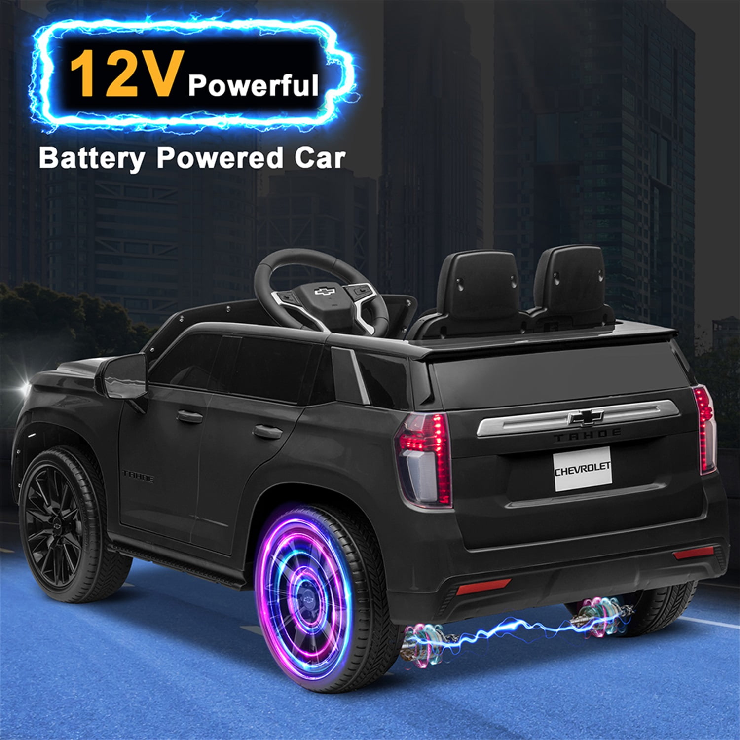 CIPACHO 12V Battry-Powered Kids Ride On Car with 2.4G Remote Control, Dual Drive Electric Ride, HL588 Chevrolet Tahoe SUV Gifts for Children Boys, Black CIPACHO 12V Battry-Powered Kids Ride On Car with 2.4G Remote Control, Dual Drive Electric Ride, HL588 Chevrolet Tahoe SUV Gifts for Children Boys, Black