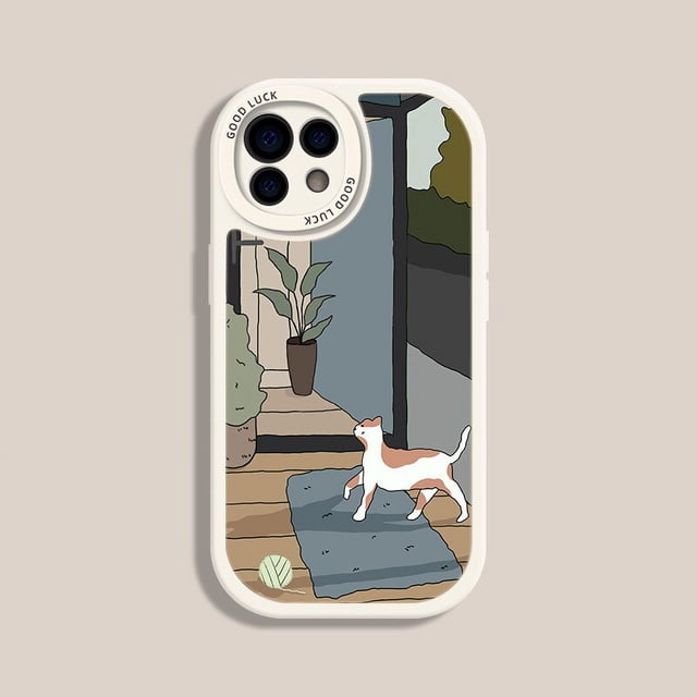 Funda de teléfono a prueba de golpes para iPhone, carcasa de gato perezoso blanco y naranja para iPhone 14, 13, 12, 11 Pro Max, Mini, X, XS, XR, 7, 8 Plus, SE