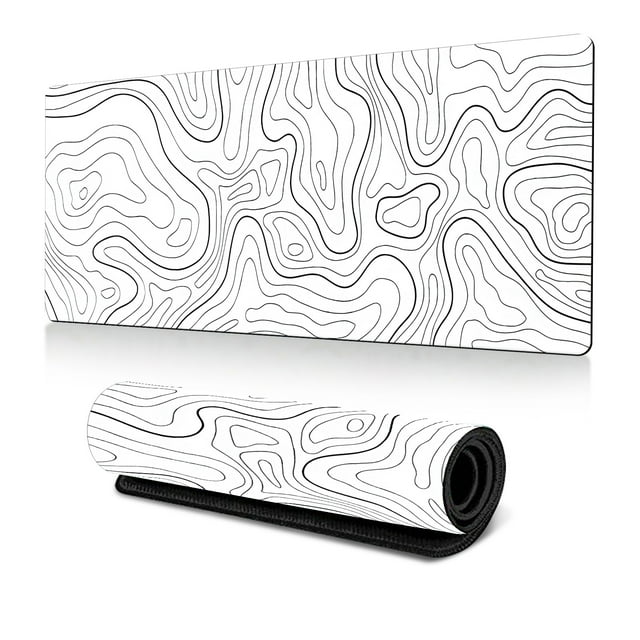 Abstract Contour Mouse Pad - Non-Slip Rubber Gaming Desk Mat 300x800x2mm - Ergonomic Design for Comfort and Precision