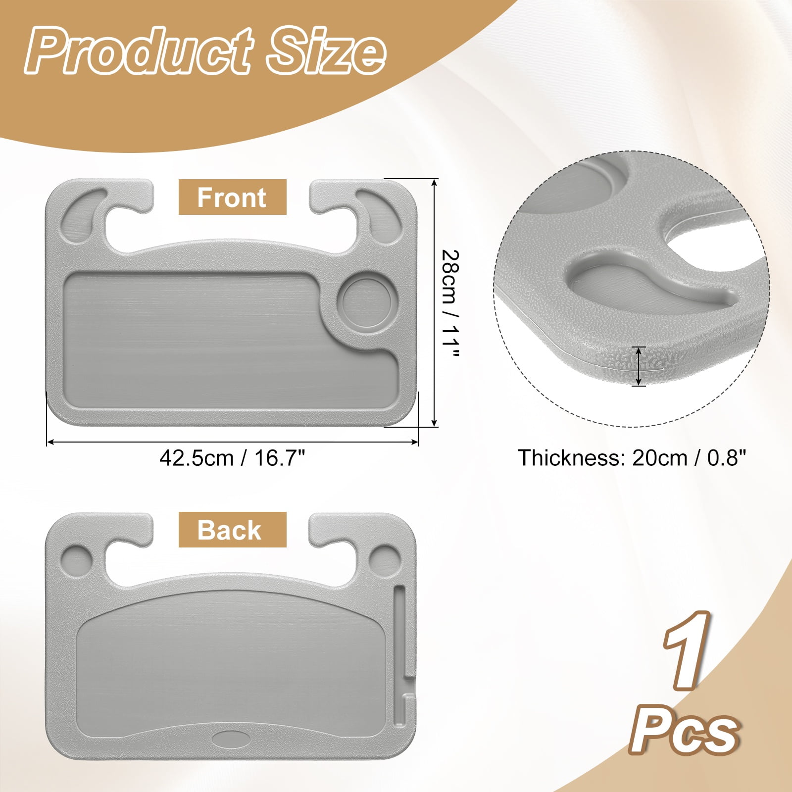 Uxcell 2 in 1 Car Steering Wheel Tray Car Food Trays Auto Steering Wheel Under Table Desk for Eating Food Drink Laptop Writing Work, Grey