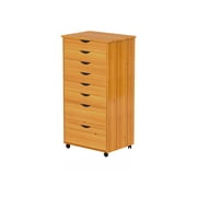 Adeptus Original Roll Cart, Solid Wood, 6+2 Drawer Extra Wide Roll Cart, Med Pine
