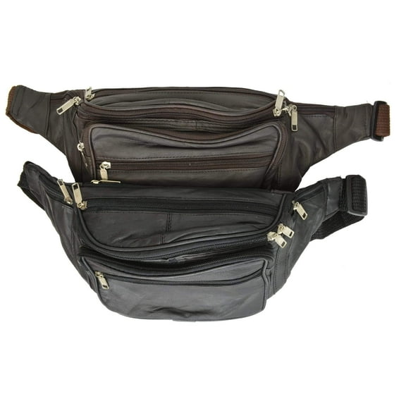 Genuine Lambskin Leather Large Fanny Bag by Marshal Wallet