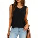 thumbnail image 2 of Mujeres Blusas de Verano Cuello en V Cuello de Color Sólido Mangas Tank Top Casual, Blusas sin Mangas para las Mujeres, 2 of 7