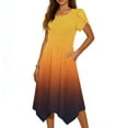 thumbnail image 3 of AnuYalue Women's Fashion Dress Summer Ruffle Short Sleeve Loose Flowy Beach Dress A Line Dresses Stretchy Waist Gradient Color Sundress, 3 of 7