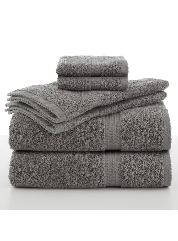 Utica Utica Essentials 6 Piece Cotton, Linen Bath Towel Set, Gray