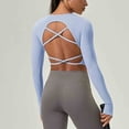 thumbnail image 5 of Uootdi Womens Workout Tops Long Sleeve V Neck Cropped Fit Thumb Holes Fitness Training Outdoor Activities Performance Tops Gift, 5 of 6