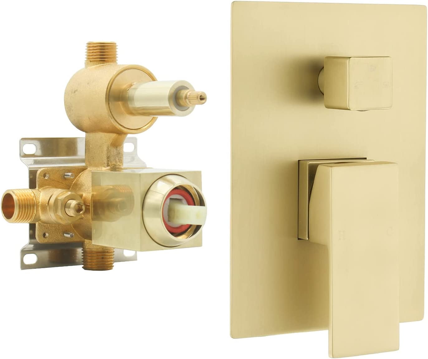 Brushed Gold 3 Way Shower ValveConcealed Brass 3 Outlet Function Shower