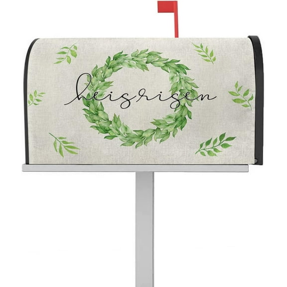 Mailbox Cover Magnetic Mailbox Wraps, Spring Green Leaves He Is Risen Rustic Background Mailbox Covers Standard Size 18x21 Inch Mail Wrap Post Letter Box Decoration for Outdoor Gardern Yard