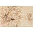 thumbnail image 3 of Thomas Creswick 24x17 Black Modern Framed Museum Art Print Titled - A Tree Overhanging a River, 3 of 5