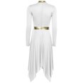 thumbnail image 5 of Aislor Women's Praise Dance Dress Lyrical Dancewear Metallic Patchwork Irregular Hem Long Sleeves Color Block Asymmetrical OverlayChurch Worship Dancewear White XL, 5 of 6