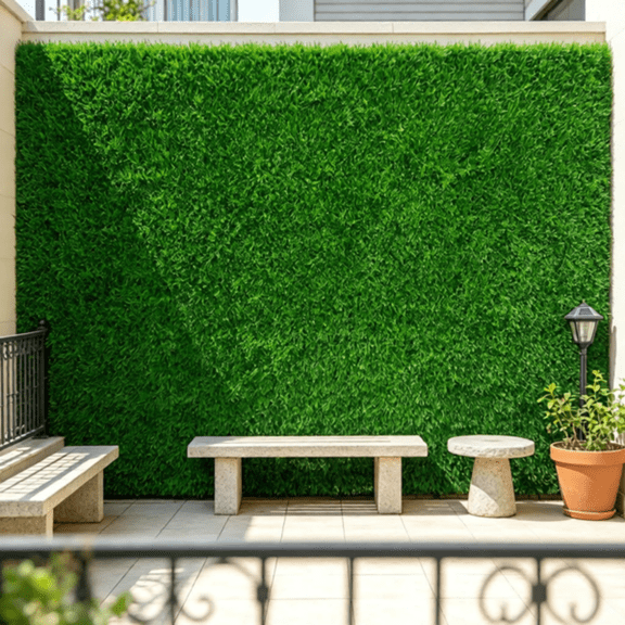 Artificial Panel 6-Pack, UV-Protected 20" x 20" Faux Hedge Wall Tiles, 4 cm Thick Green Grass Backdrop, Privacy Fence for Indoor Outdoor Garden & Backyard Decor