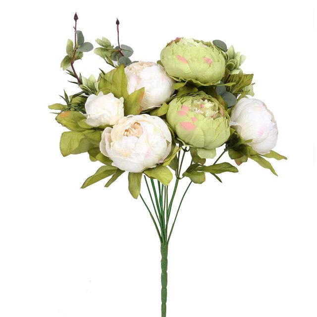 Ramo de peonía artificial de 13 cabezas simulación floral decoración del banquete de boda flor falsa, verde otoño Speravity HA8918-04B